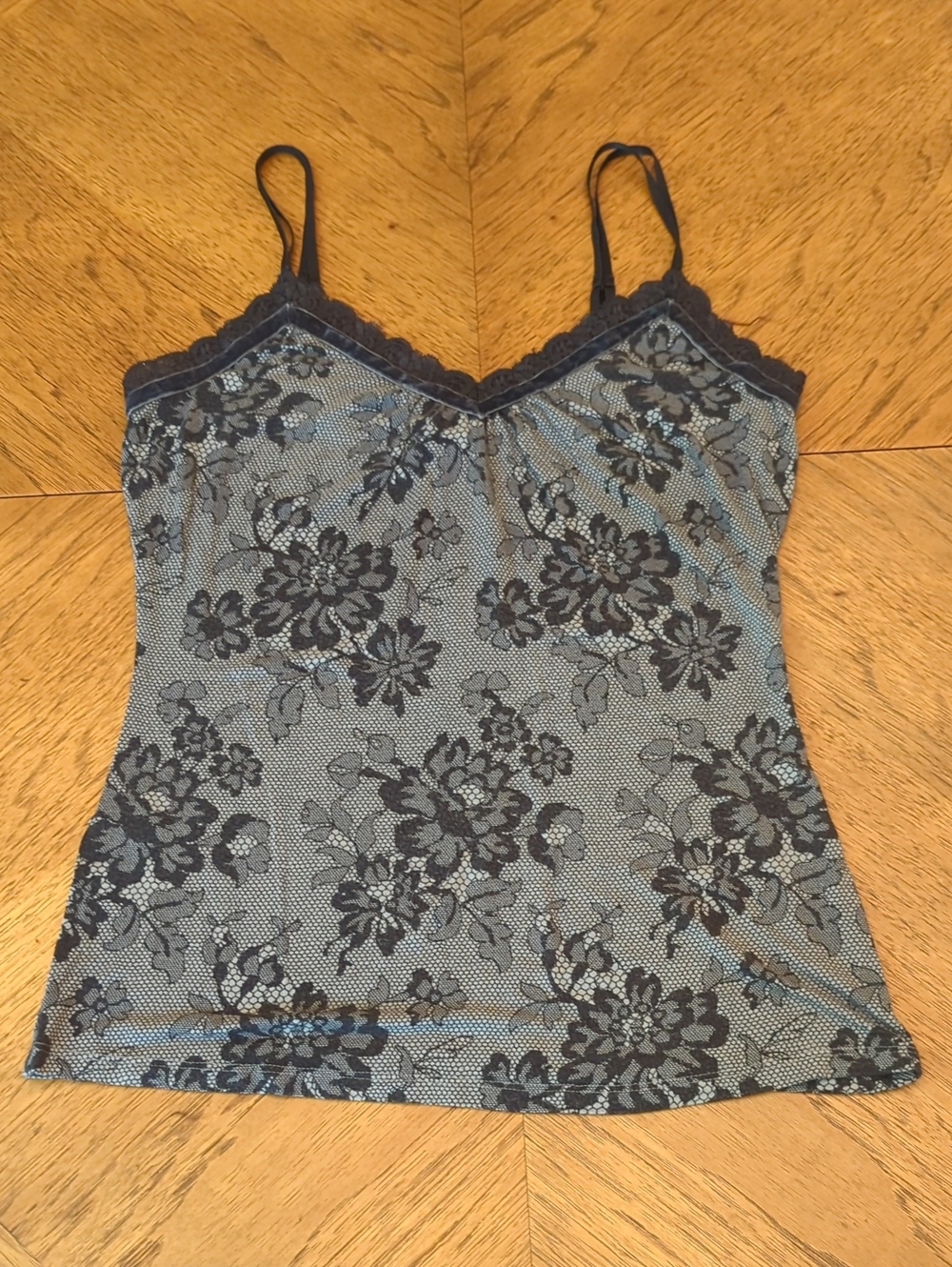Y2K Express Lace & Velvet Trim Floral Camisole Tank Top Dainty Twilightcore
